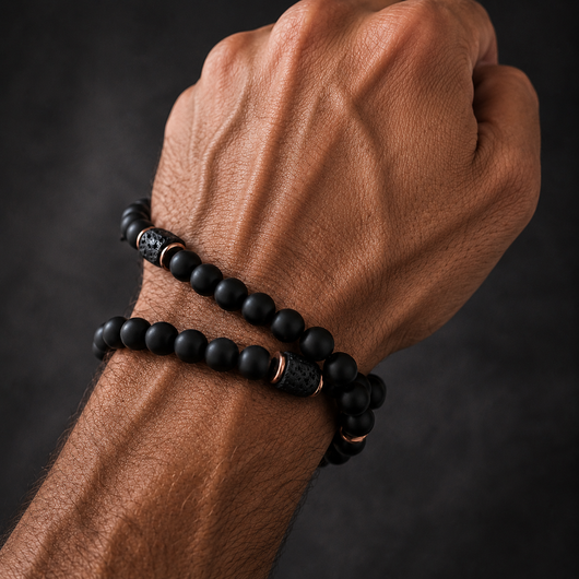 MENSTONE® Black Onyx & Lavastone Necklace
