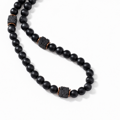MENSTONE® Black Onyx & Lavastone Necklace