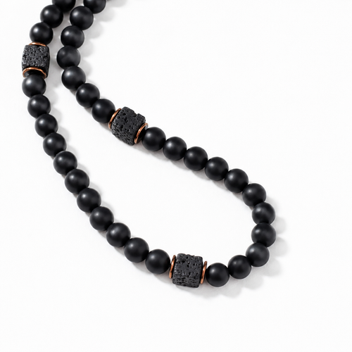MENSTONE® Black Onyx & Lavastone Necklace
