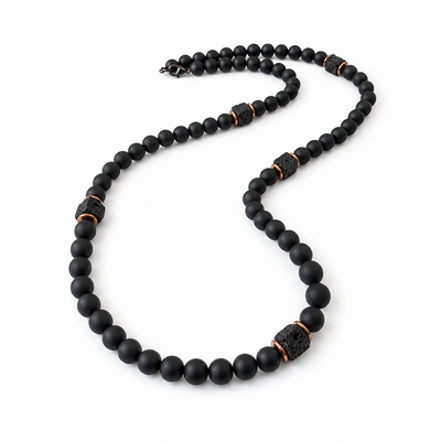 MENSTONE® Black Onyx & Lavastone Necklace