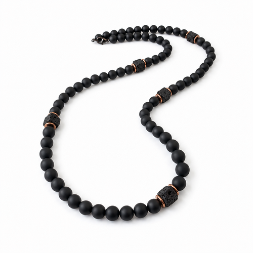 MENSTONE® Black Onyx & Lavastone Necklace