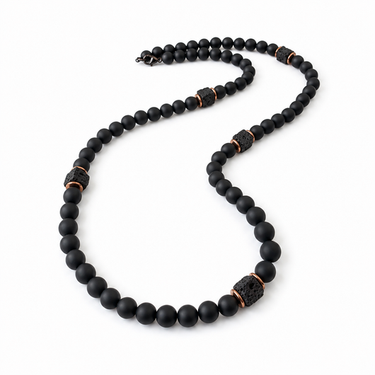 MENSTONE® Black Onyx & Lavastone Necklace