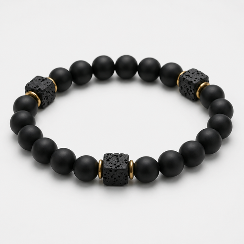 MENSTONE® Black Onyx & Lavastone Bracelet