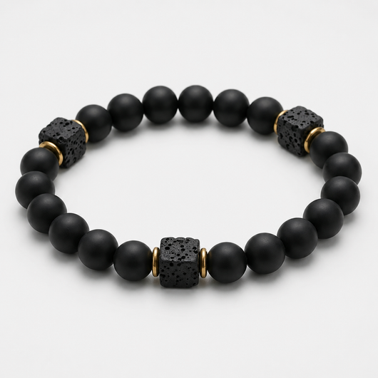 MENSTONE® Black Onyx & Lavastone Bracelet