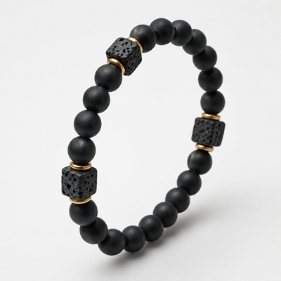 MENSTONE® Black Onyx & Lavastone Bracelet