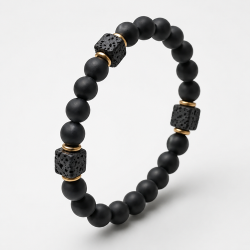 MENSTONE® Black Onyx & Lavastone Bracelet