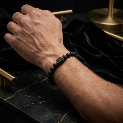 MENSTONE® Black Onyx & Lavastone Bracelet