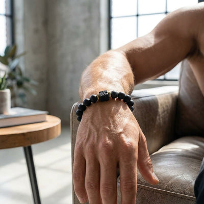 MENSTONE® Black Onyx & Lavastone Bracelet