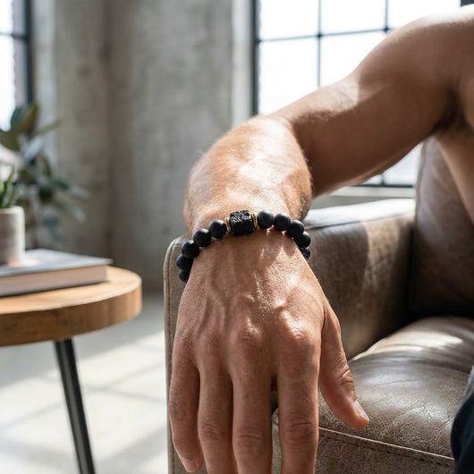 MENSTONE® Black Onyx & Lavastone Bracelet
